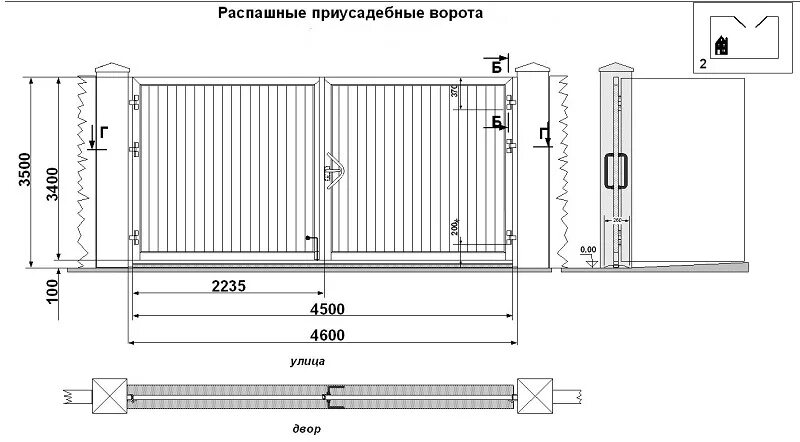 Распашные ворота для забора чертеж Распашные ворота из профлиста в Тюмени на заказ