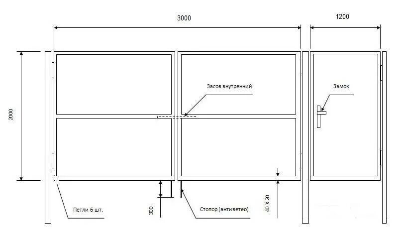 Распашные ворота для забора чертеж Распашные ворота чертежи с размерами фото - DelaDom.ru