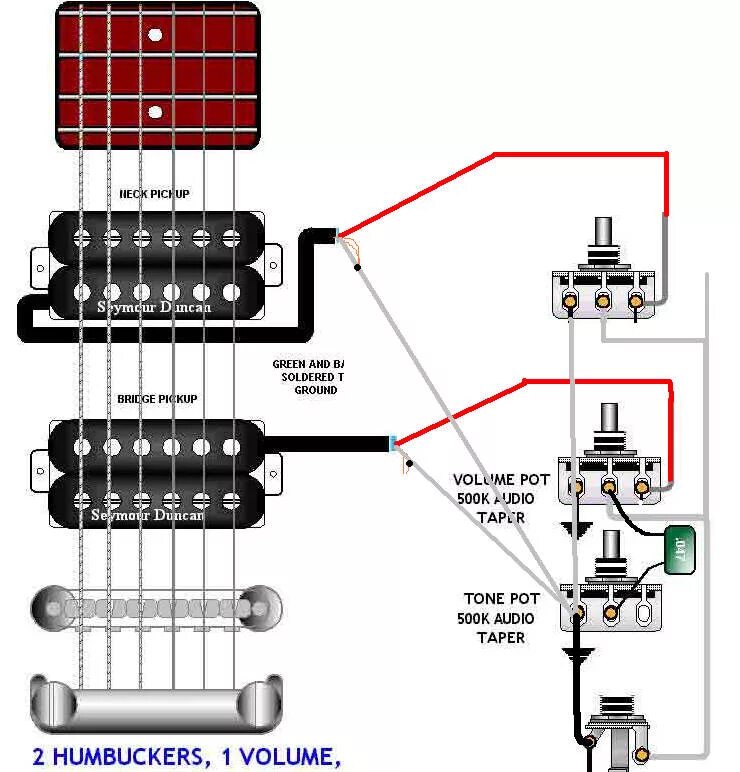 Распайка 1 громкость 2 тона Guitar Wiring Diagram 2 Humbucker 1 Volume 1 Tone Collection