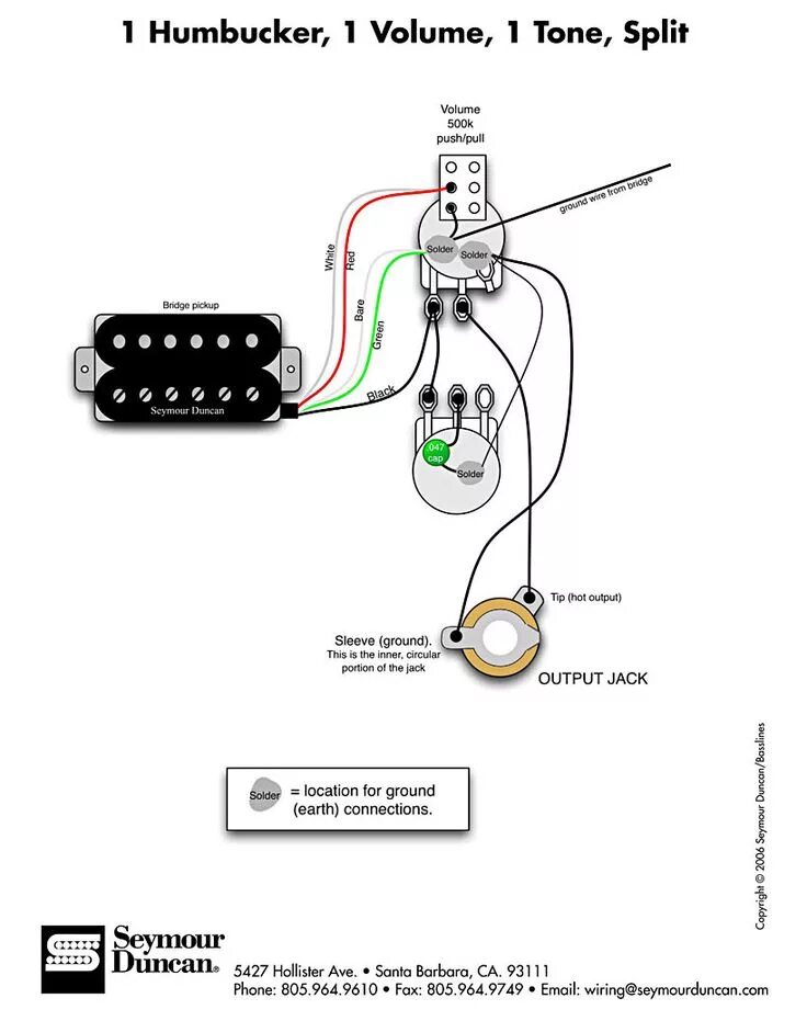 Распайка 1 громкость 2 тона Pin en guitar