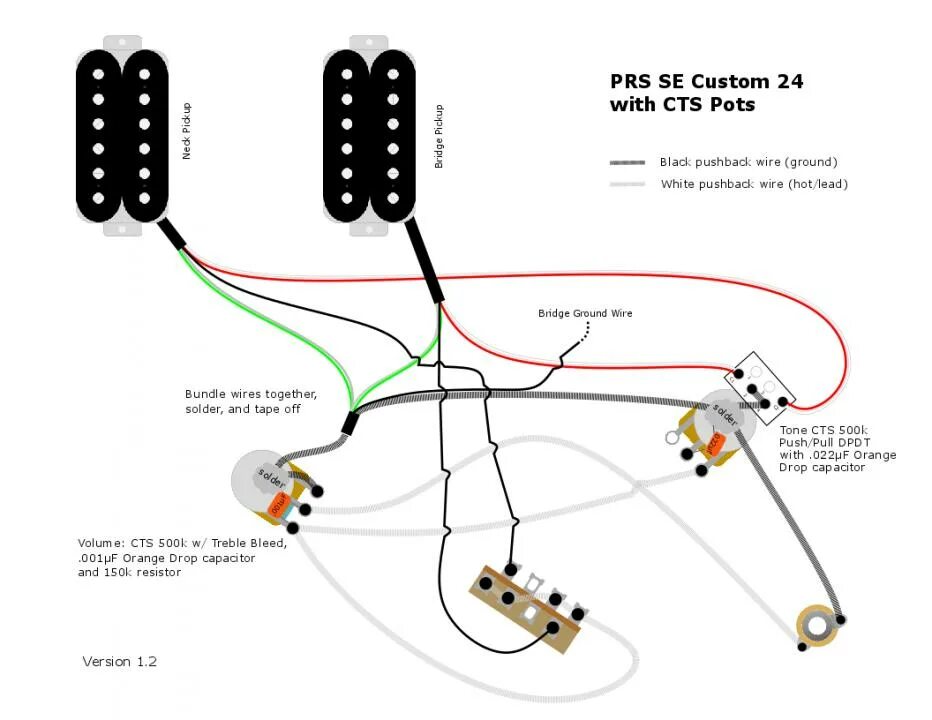 Распайка 2 хамбакера Confirming wiring diagram for PRS SE Custom 24