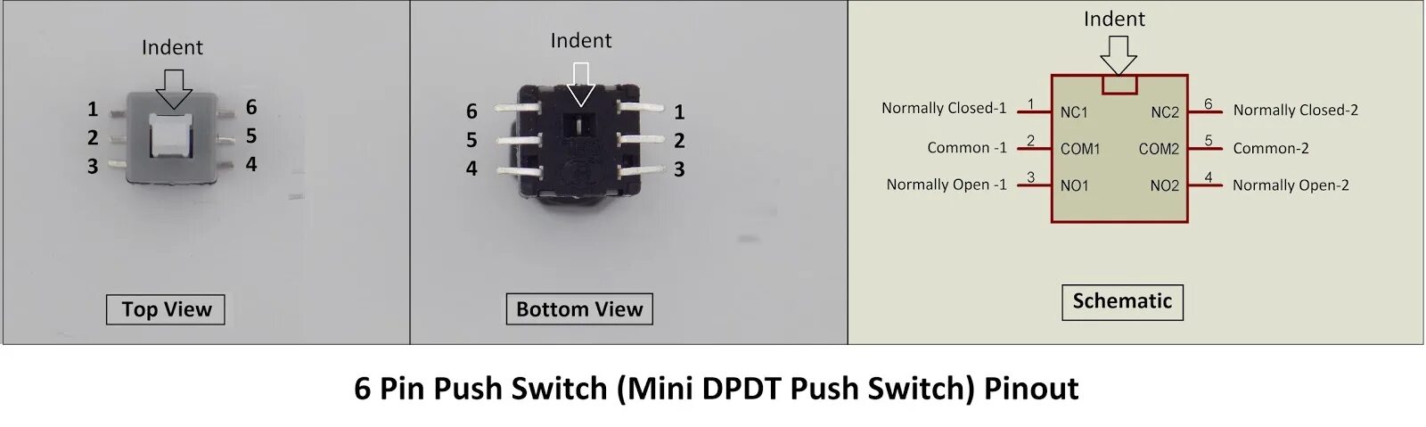 Распайка 6 pin The DPDT push switch BitBanged