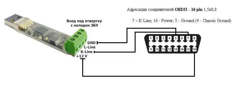 Распайка адаптера Автомобильный сканер Мастер-Кит BM9213, USB адаптер для K-L-линии и OBD-II KIT_B