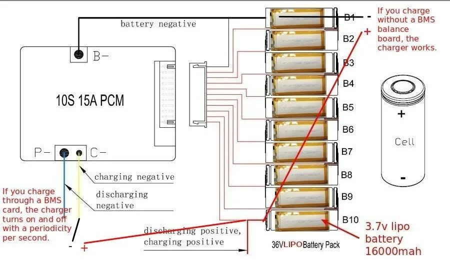 Распайка аккумулятора BMS 10 S 36 V 15A