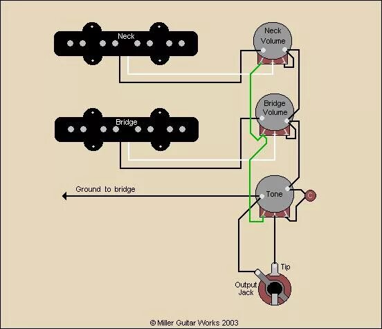 Распайка бас гитары с двумя звукоснимателями Bass Wiring Diagrams