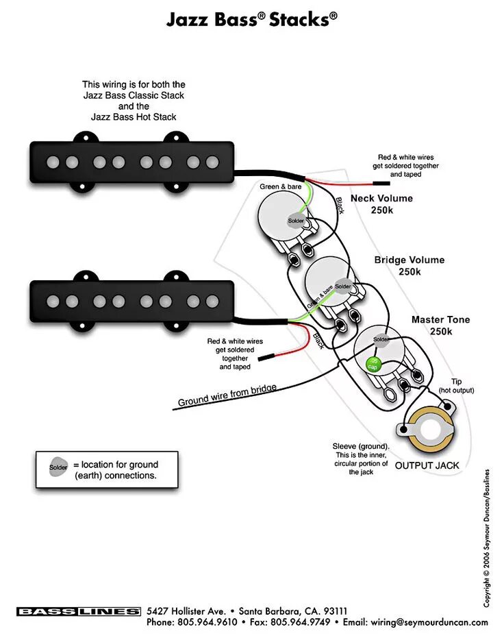 Распайка баса Wiring Diagram for an Electric Guitar