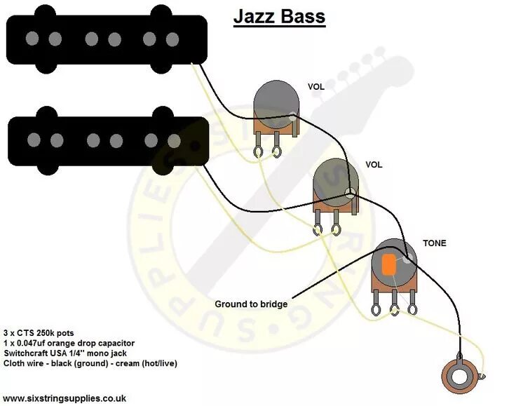 Распайка баса Jazz Bass Wiring Diagram Baixo fender, Projeto de guitarra, Guitarras baixo