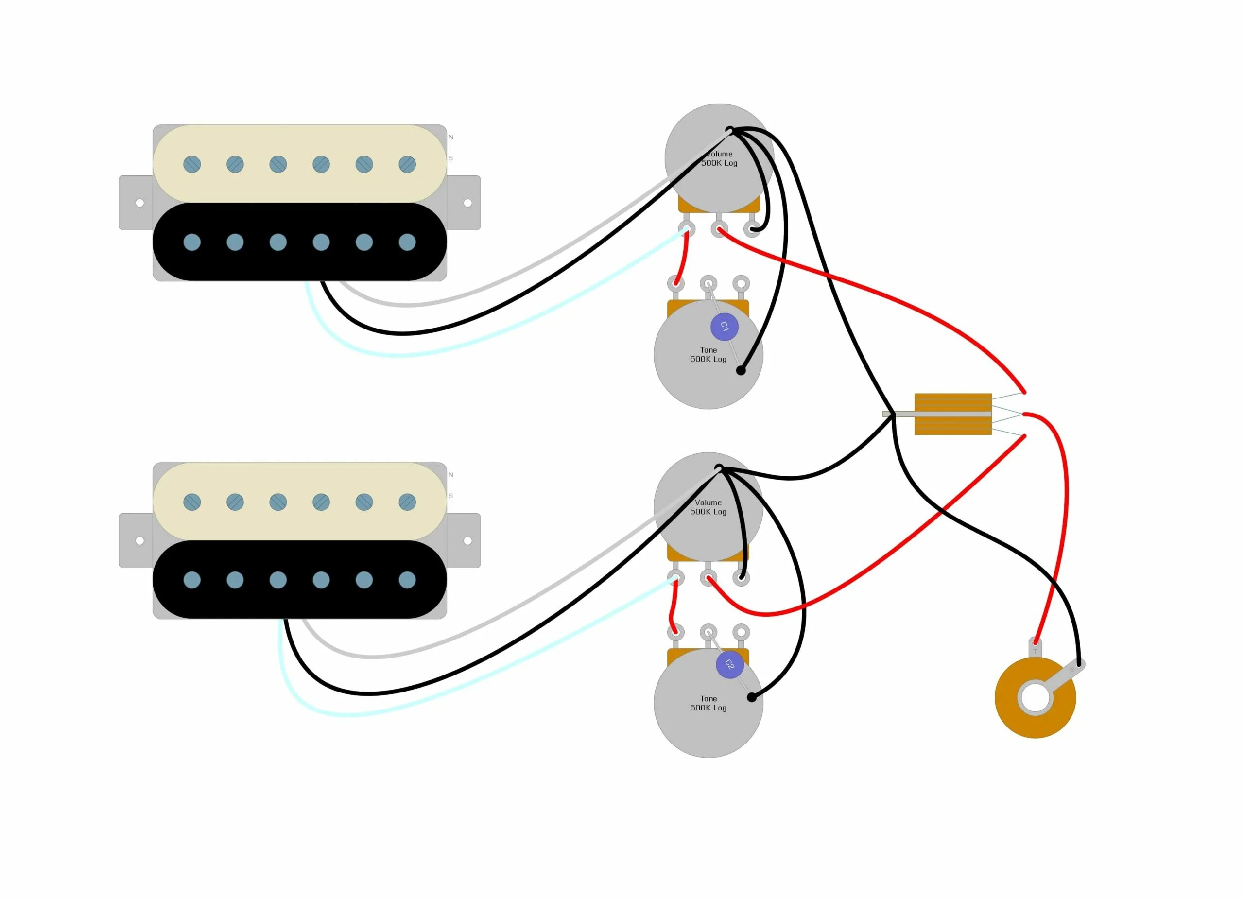 Распайка белая Lindy Fralin Modern PAF Wiring Diagram - Humbucker Soup