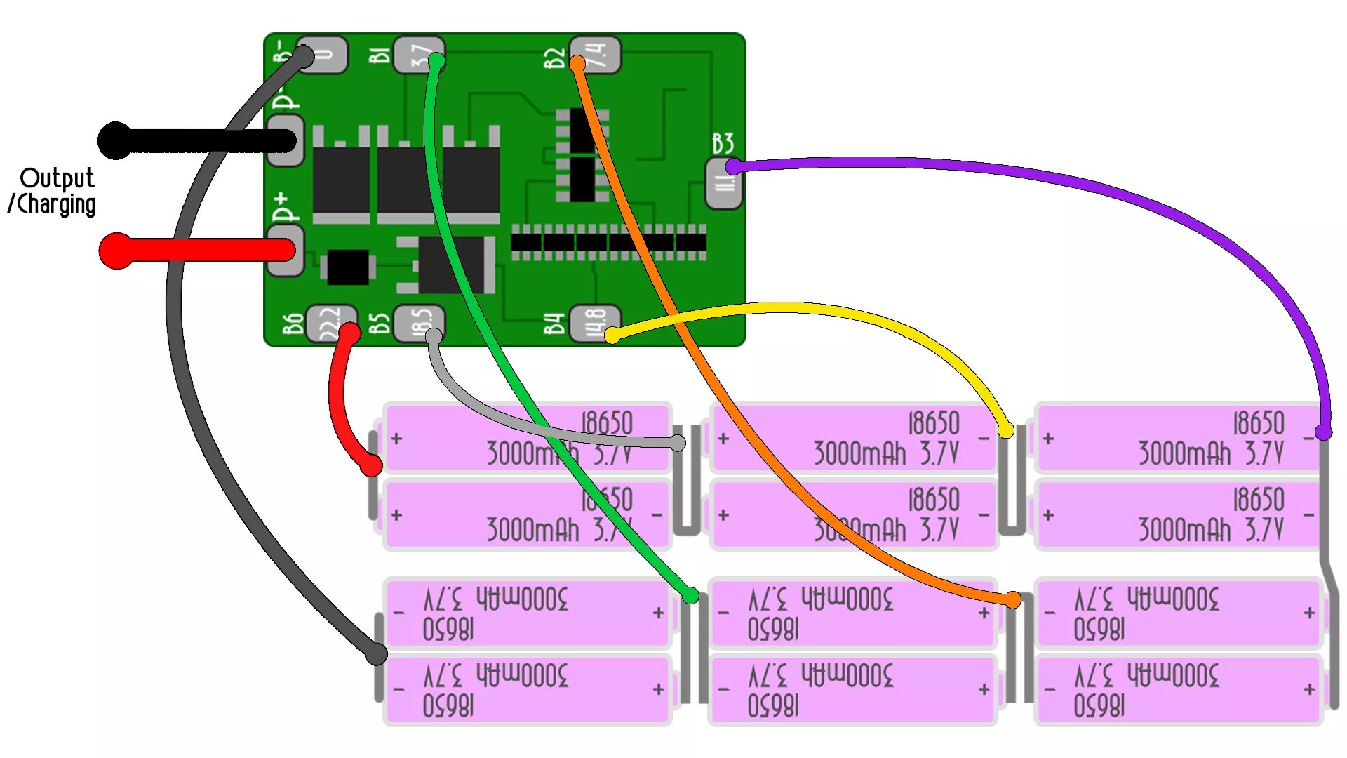 Распайка бмс 10s Schematic 6S BMS battery pack