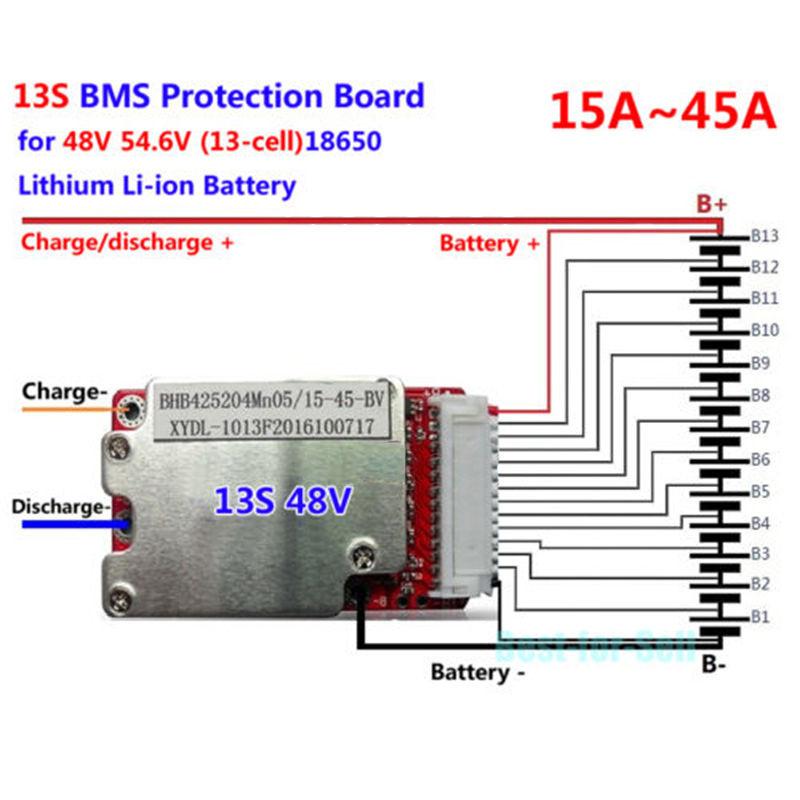 Распайка bms 13S 45A 48V литий-ионный литий 18650 аккумуляторный элемент BMS PCB защита балан