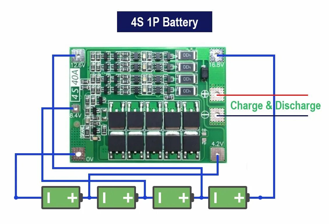 Распайка bms How to use a 4s 40A BMS Module to build Battery Packs? Circuit diagram, Battery 