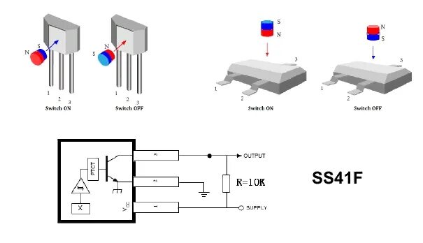 Распайка датчика холла Купить SS41F Датчик Холла цифровой биполярный SIP 41F , датчик положения