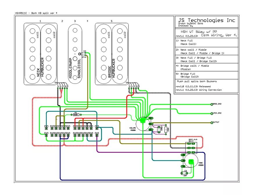 Распайка электрогитары hsh Need help w/pots, caps, & wiring for HSH The Gear Page