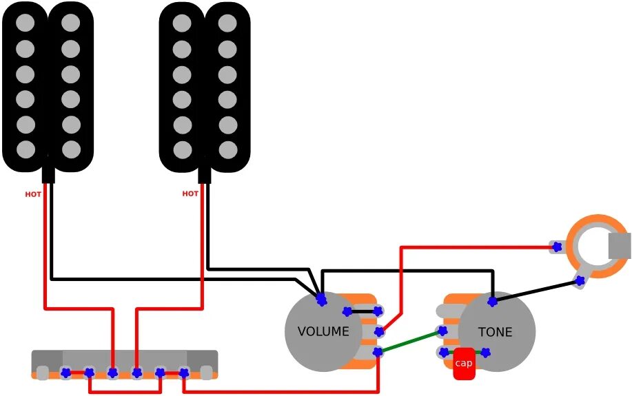 Распайка электрогитары с двумя Распайка электрогитары - схемы распайки и подключения, с двумя и тремя звукосним