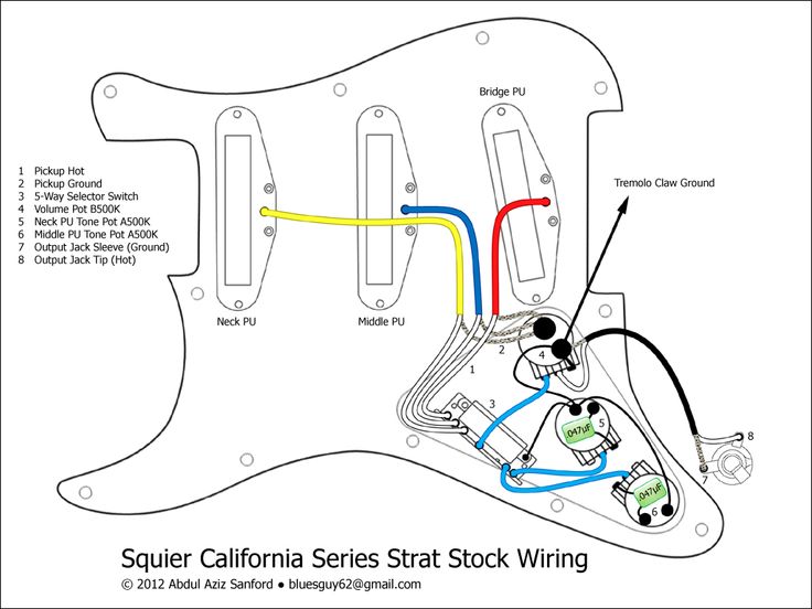 Распайка электрогитары стратокастер Squier California Series Strat Stock Wiring Diagram Squier, Guitar, Guitar diy