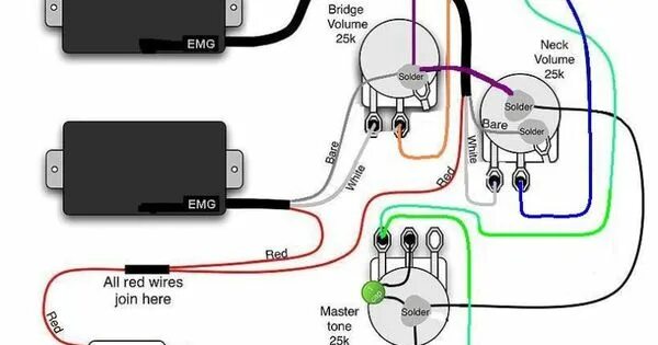 Распайка emg Схема распайки звукоснимателей emg