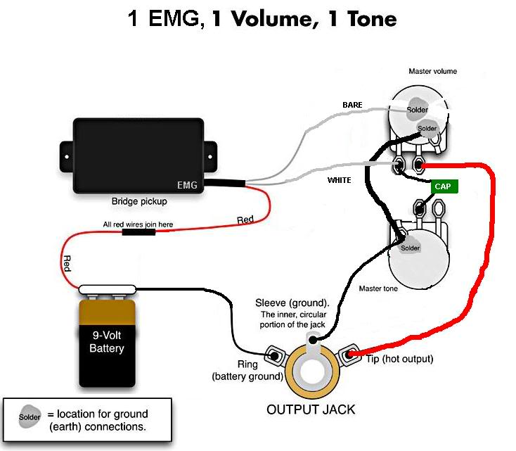 Распайка emg Trying to wire up from ground zero EMG81 active (1) bridge only with tone and vo