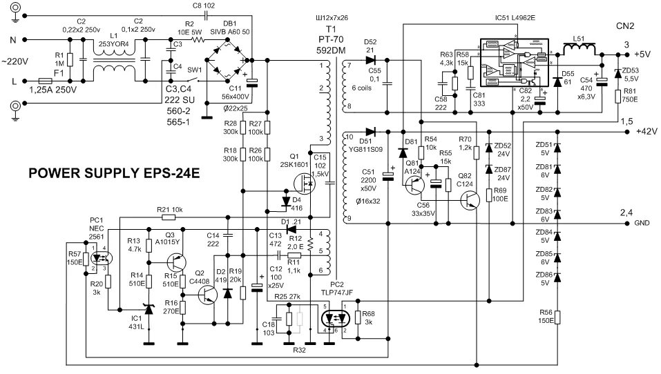 Распайка epson Переделка блока питания EPS-23E матричного принтера Epson LX-300 c 35 на 12 воль