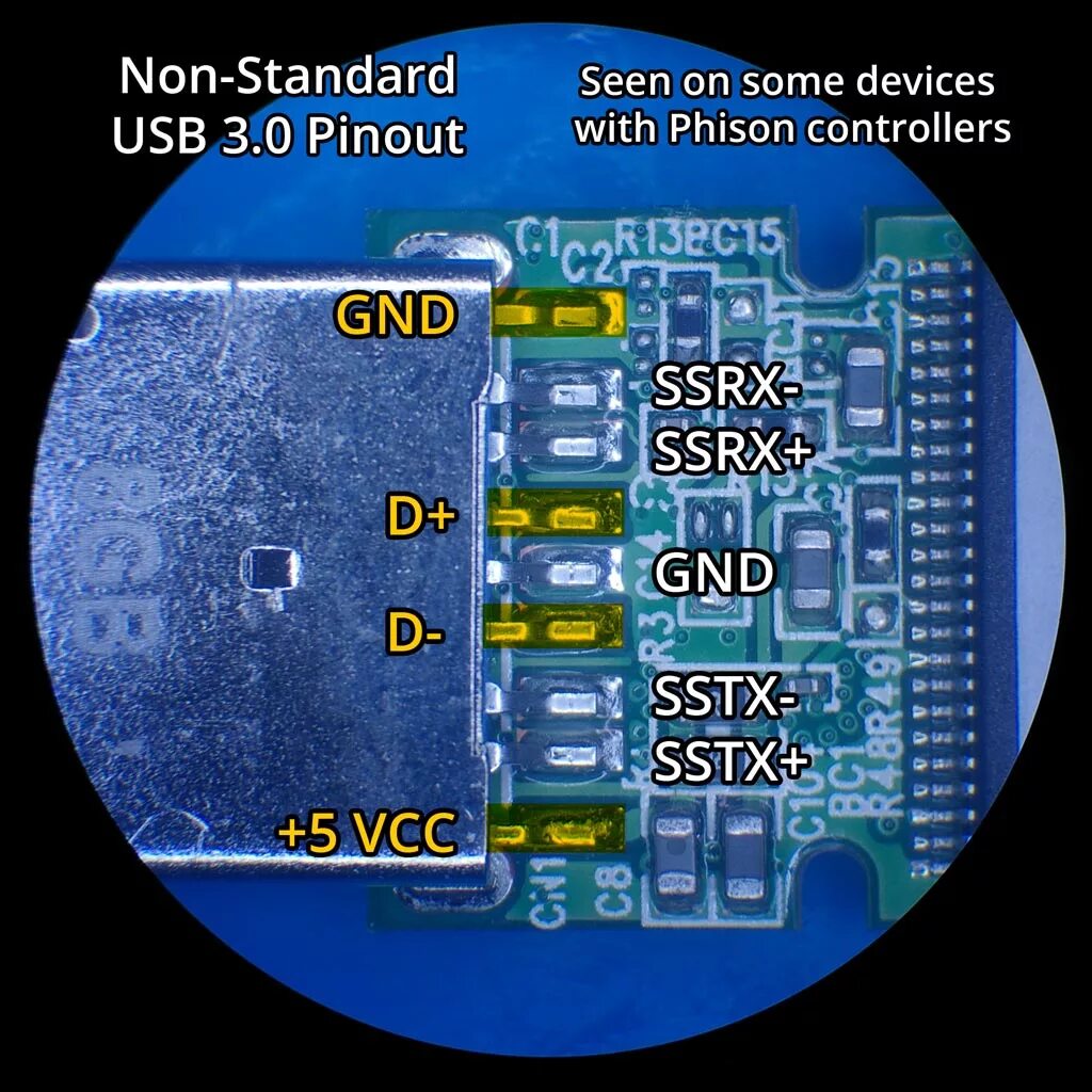 Распайка флешки USB Flash Device Connector Pinout