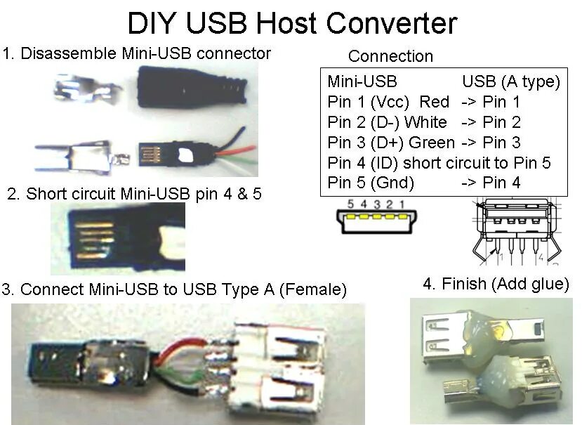 Распайка флешки DIY USB host converter cable - PocketHacks.com