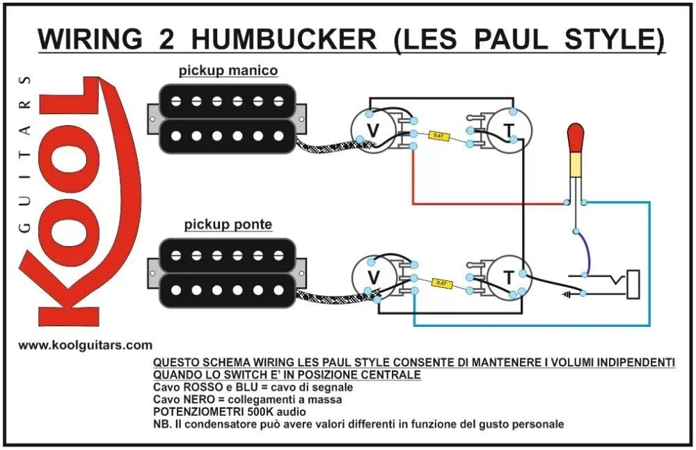 Распайка gibson Accordo: Help wiring 50' vol. indipendenti Les Paul