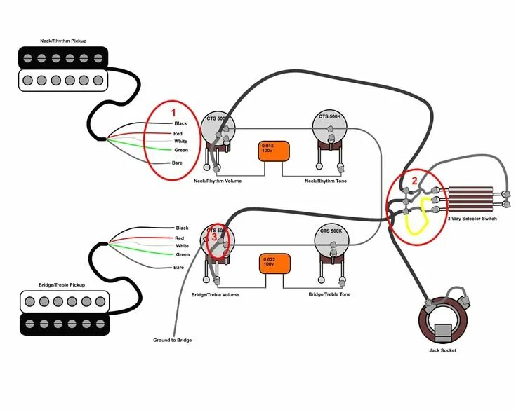 Распайка gibson 50S Les Paul Wiring Diagram #1