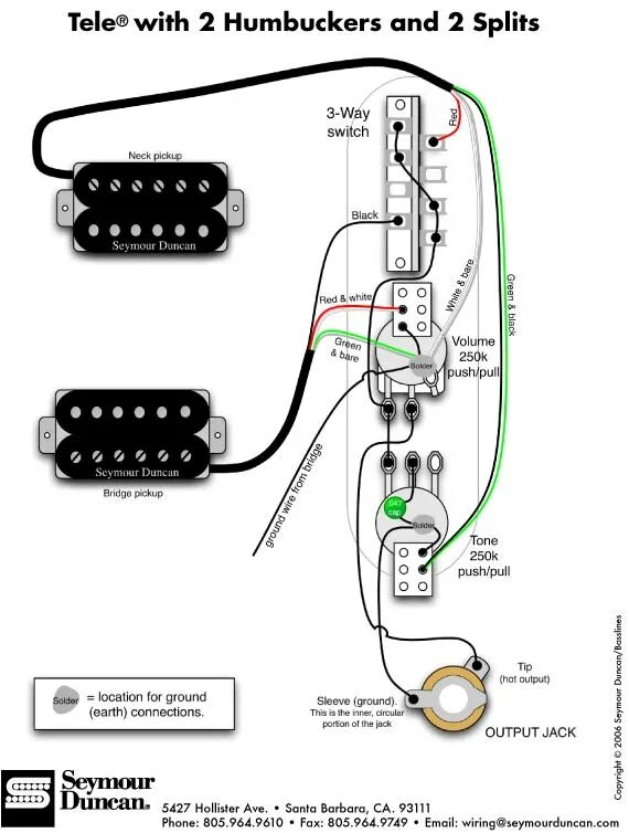 Распайка гитары 2 хамбакера Tour Support - Tele Installation in a