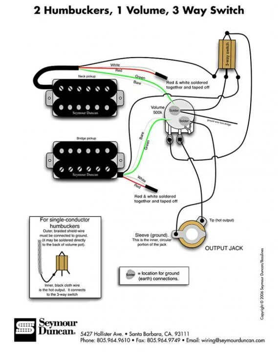 Распайка хамбакера 2 провода orange drop (no tone pot) jazz/jb wiring