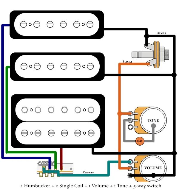 Распайка хамбакеров 1 громкость 1 тон Ответы Mail.ru: Схема распайки гитары