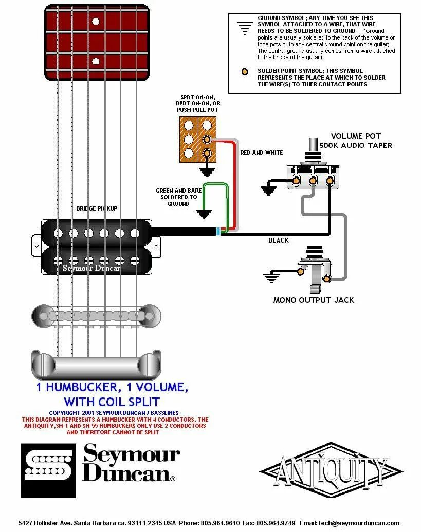 Распайка хамбакеров 1 громкость 1 тон Пин на доске guitar parts and electronics