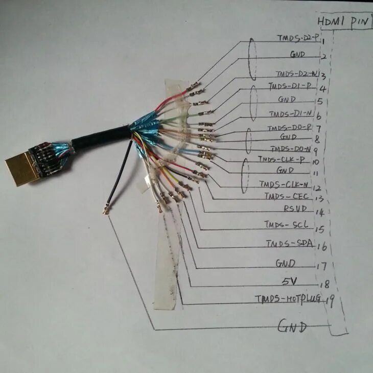 Распайка hdmi кабеля Lvds signal