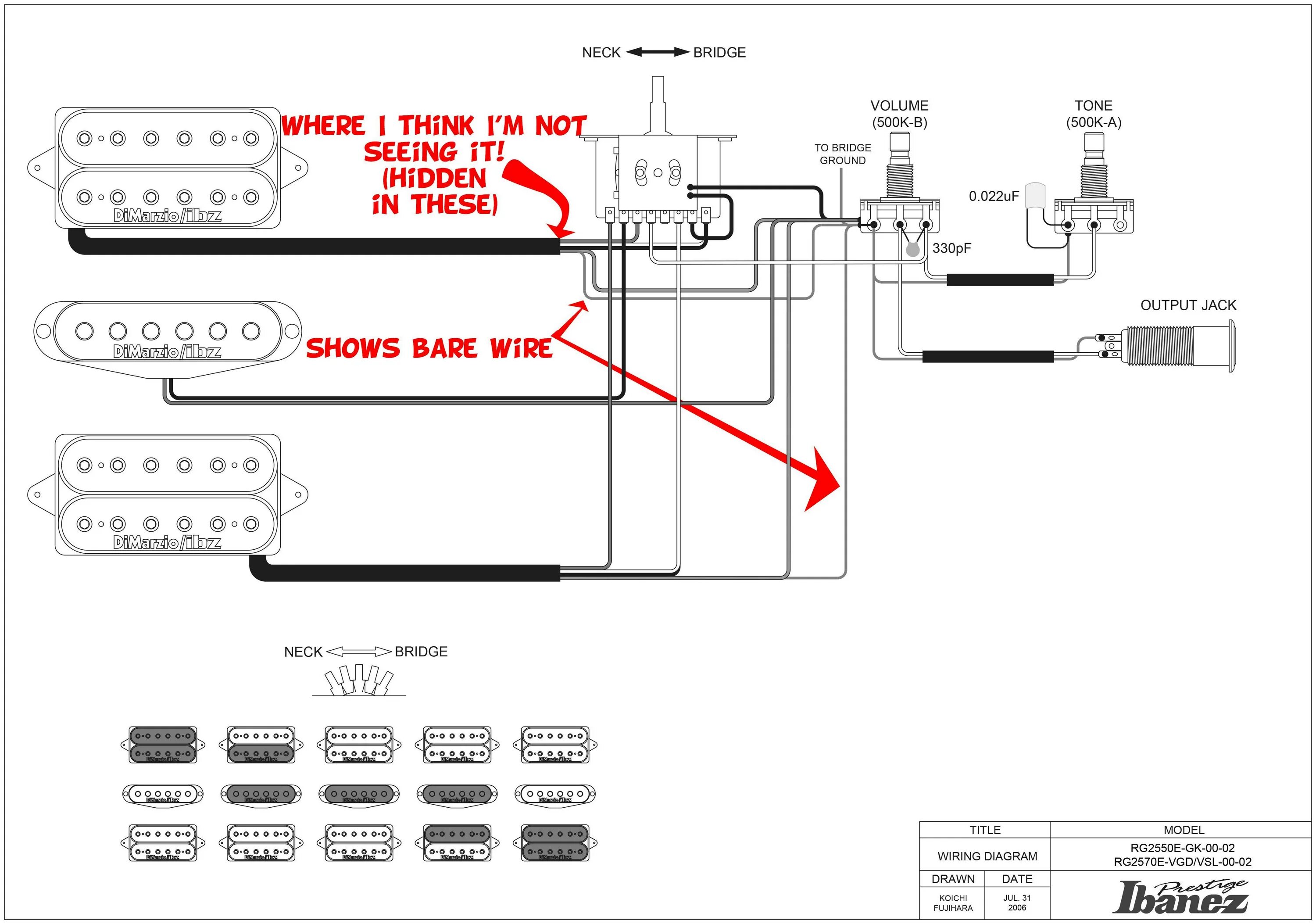 Распайка ibanez guitar - bare wires from pickups in ibanez diagram confusion - Music: Practice &