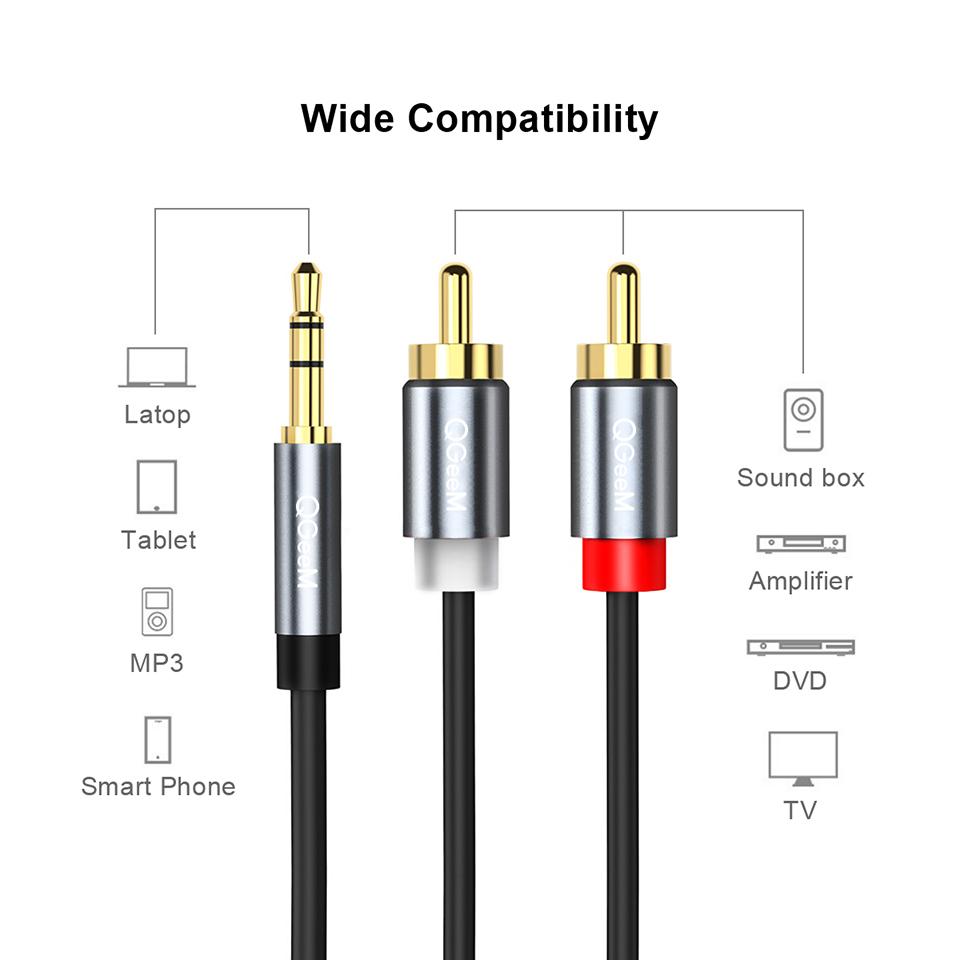 Распайка кабеля тюльпан QGeeM Кабель RCA 2RCA на 3,5, аудиокабель RCA с разъемом 3,5 мм, RCA AUX-кабель 