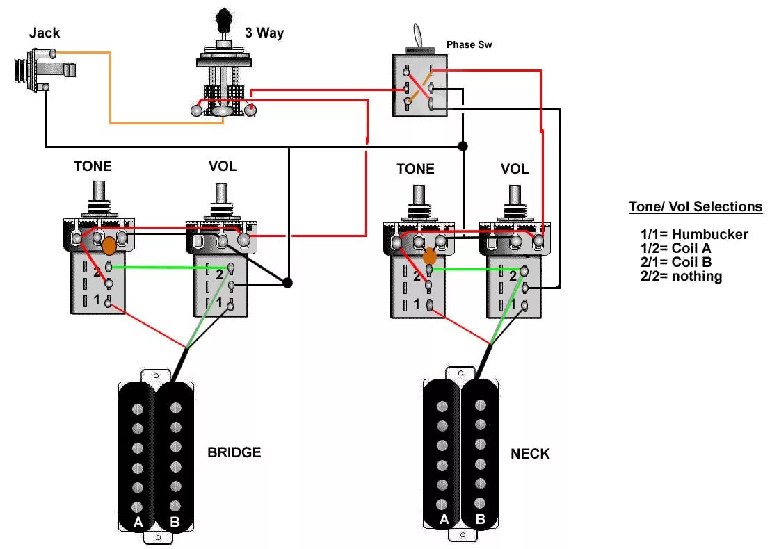 Распайка на свет Fender Tele 2 Humbucker Wiring Diagram