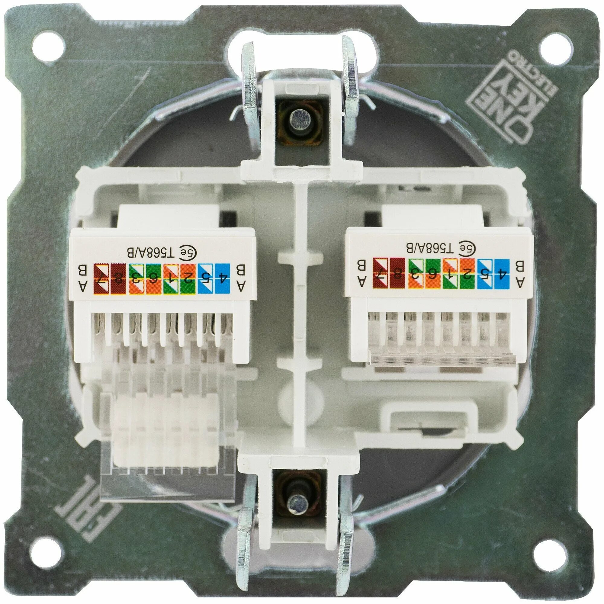 Распайка rj45 розетки Розетка компьютерная двойная встраиваемая Onekey Florence RJ45, UTP cat 5e, цвет