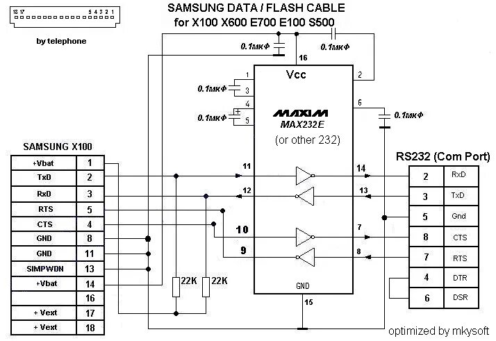 Распайка samsung Samsung X100, X600, E700, E100 ve S500 için kablo şeması - Mustafa Kerim Yılmaz'