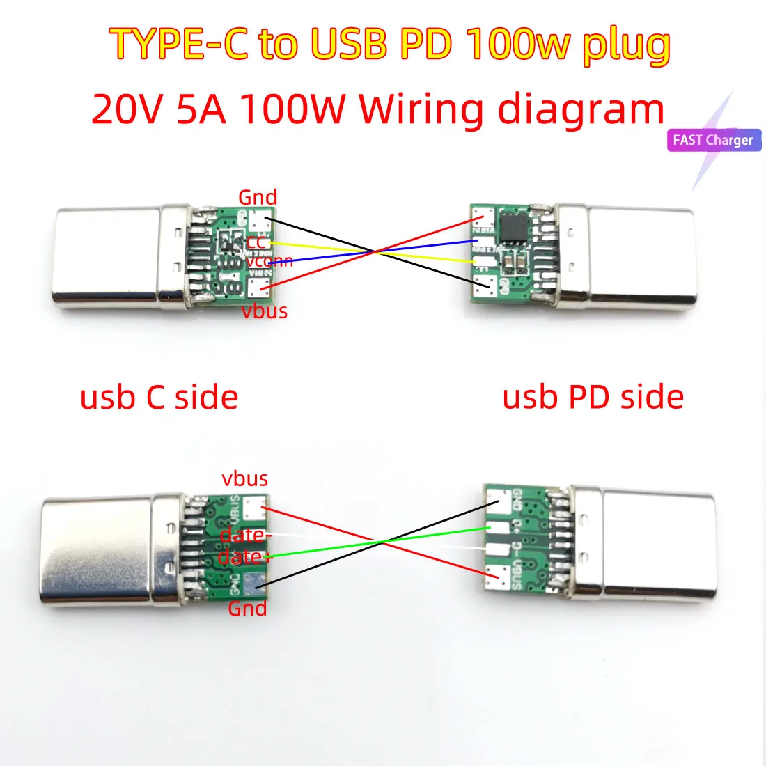 Распайка тип с USB C для Type-C PD провод для быстрого заряда сварочный провод 100 Вт 20 в 5A Б