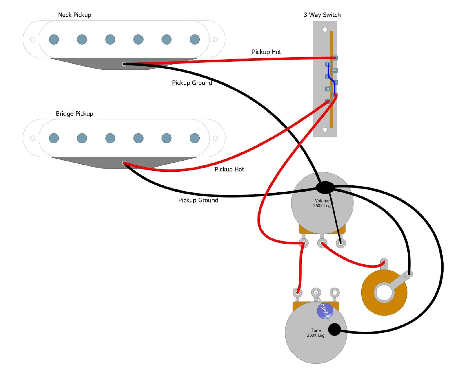 Распайка трехпозиционного переключателя Fender Telecaster One Pickup Wiring Diagram