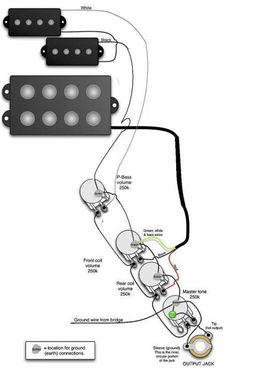 Распайка звукоснимателей бас 17+ Electric Bass Guitar Electronics Wiring Diagram Kerja