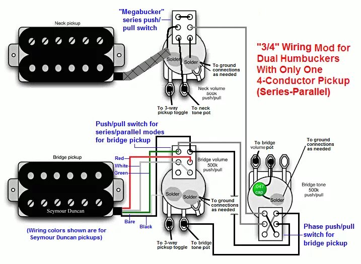 Распайка звукоснимателей seymour duncan Схема распайки звукоснимателей seymour duncan