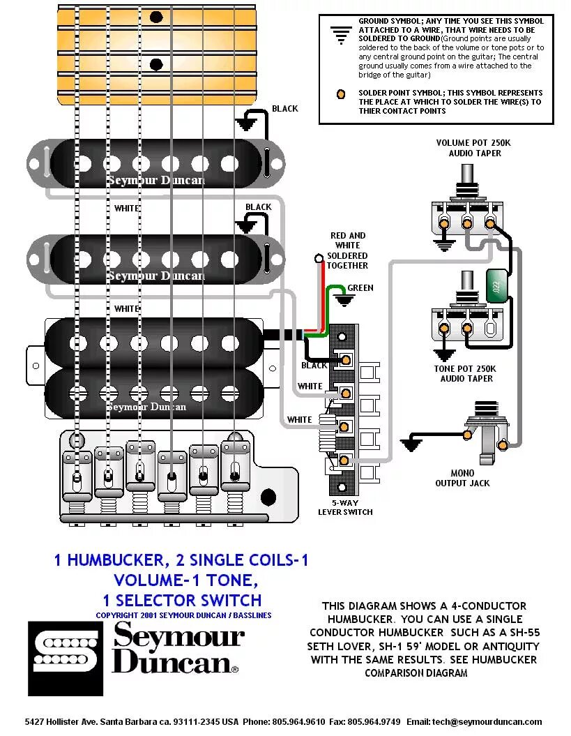 Распайка звукоснимателей seymour duncan Схемы распайки Seymour Duncan