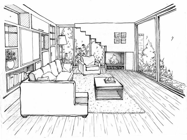 Related image Interior design sketches, Room perspective drawing, Drawing interi