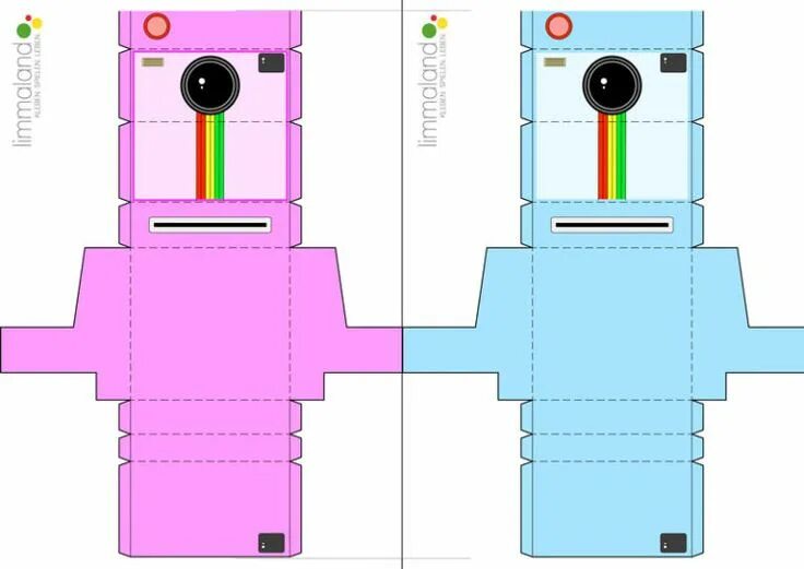 Распечатать самоделки Kinder Kamera basteln - mit kostenloser Bastelvorlage Paper toys template, Paper