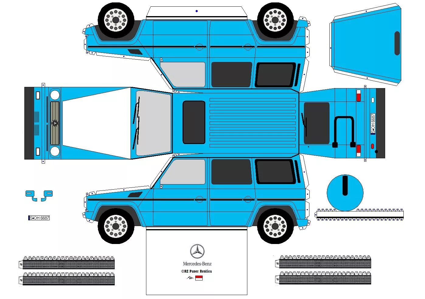 Распечатать самоделки PaperCraft - 1994 Mercedes Benz G500 Carro de papelão, Modelos de papel, Desenho