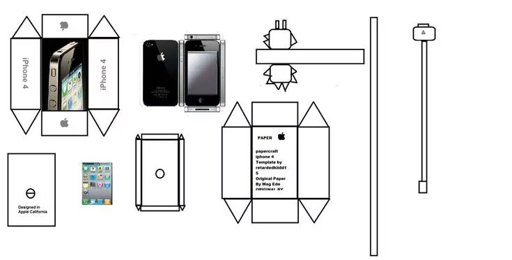 Распечатать самоделки Papercraft iPhone 4 by Paperkraft DIY Stationery