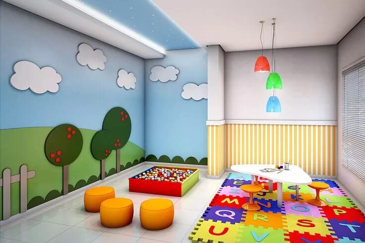 Распечатать центры детский сад оформление Edificio / Brinquedoteca / kids / play room / Architecture / Project / Building 