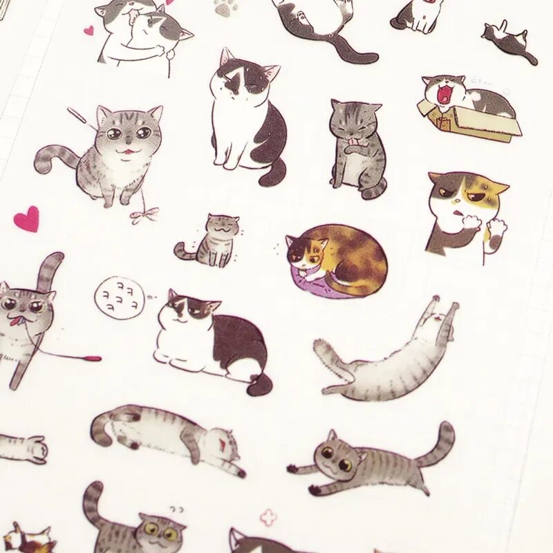 Распечатка котики фото Z29 6 Sheets Kawaii Cute Funny Playing Cat Diy Decorative Stickers Diary Phone B