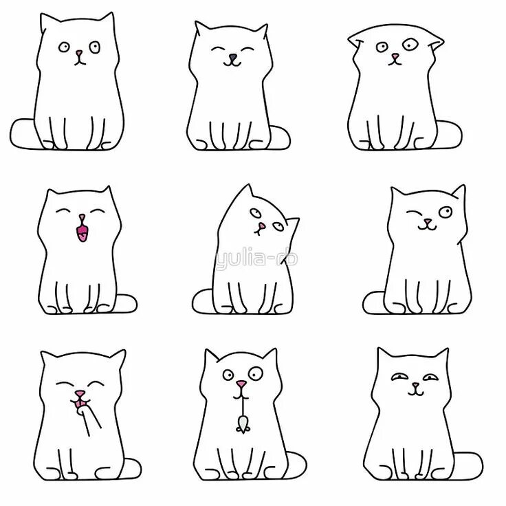 Распечатка котики фото "Nine cute white kittens" Poster for Sale by yulia-rb Cat doodle, Kitten drawing