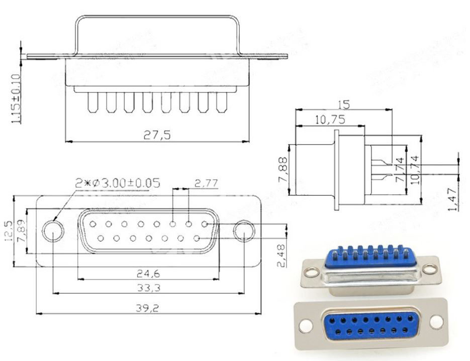 Распиновка 15 Разъем DB15/мама