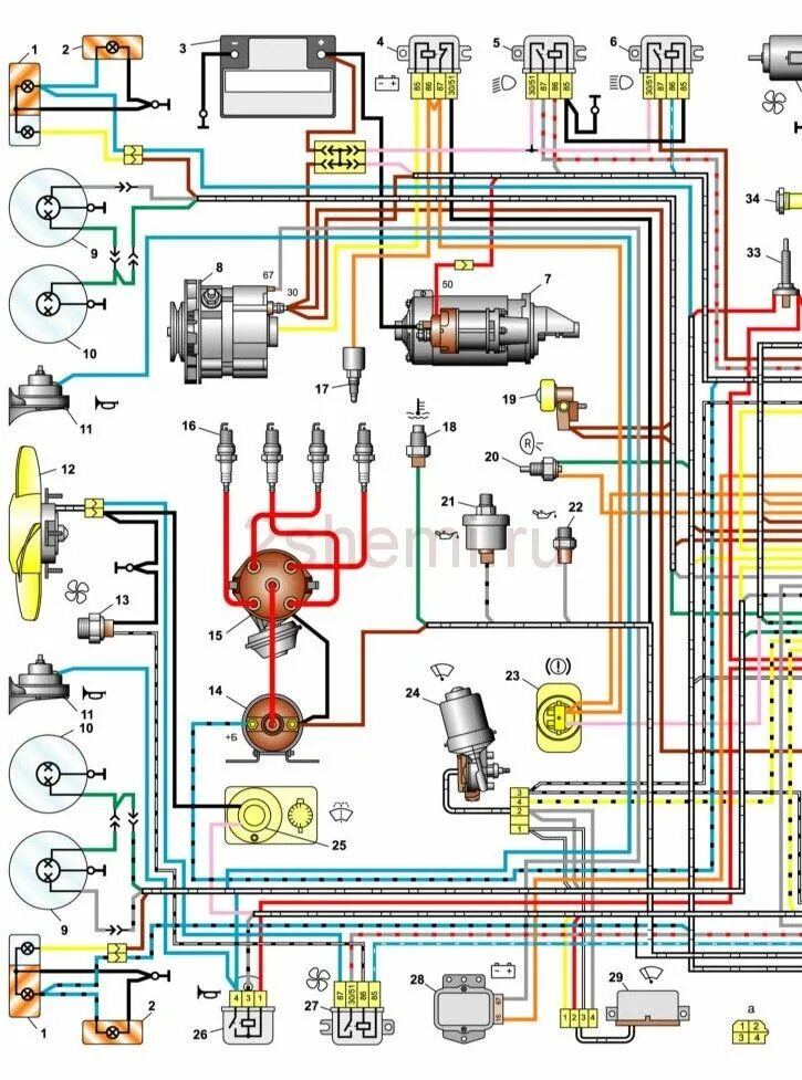 Распиновка 2106 Схема ВАЗ-2106 Electrical wiring, Car mechanic, Car mechanics garage